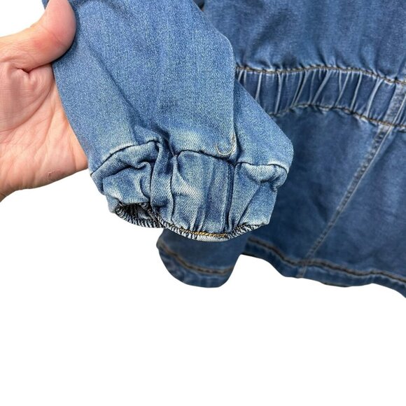 Knox Rose Denim Jacket Zip Front Elastic Waist and Sleeves 4 Pockets Stretch L - Picture 9 of 11